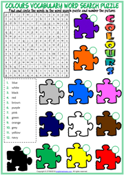 Colours ESL Vocabulary Worksheets